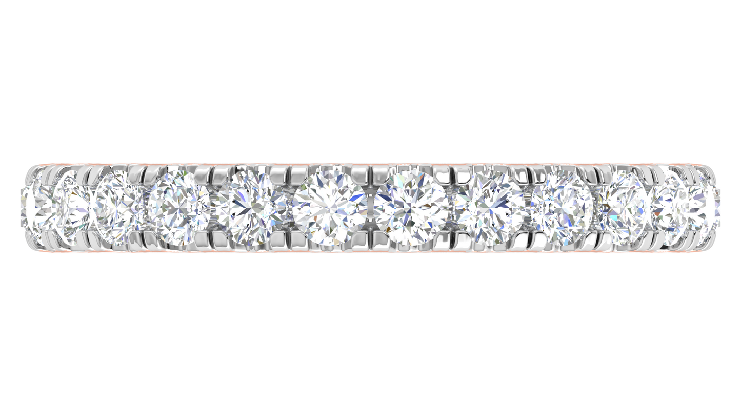 0.90 Ctw Timeless 4 Prong Wedding Band Set In 14K Rose Gold