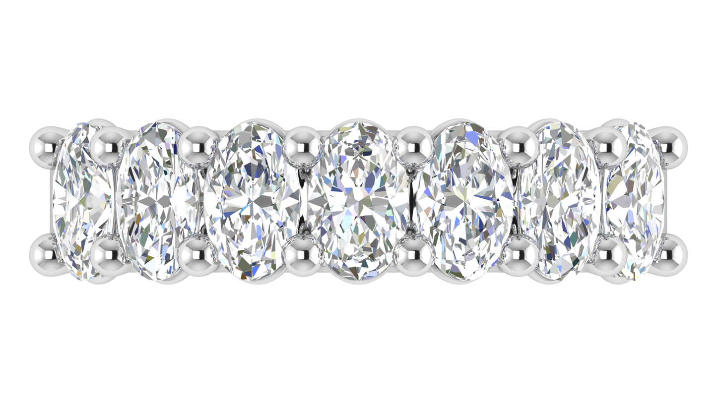 2.10 Ctw Luxurious Oval Cut Seven Stone Wedding Band With U-Shape Prong Setting In 14K White Gold