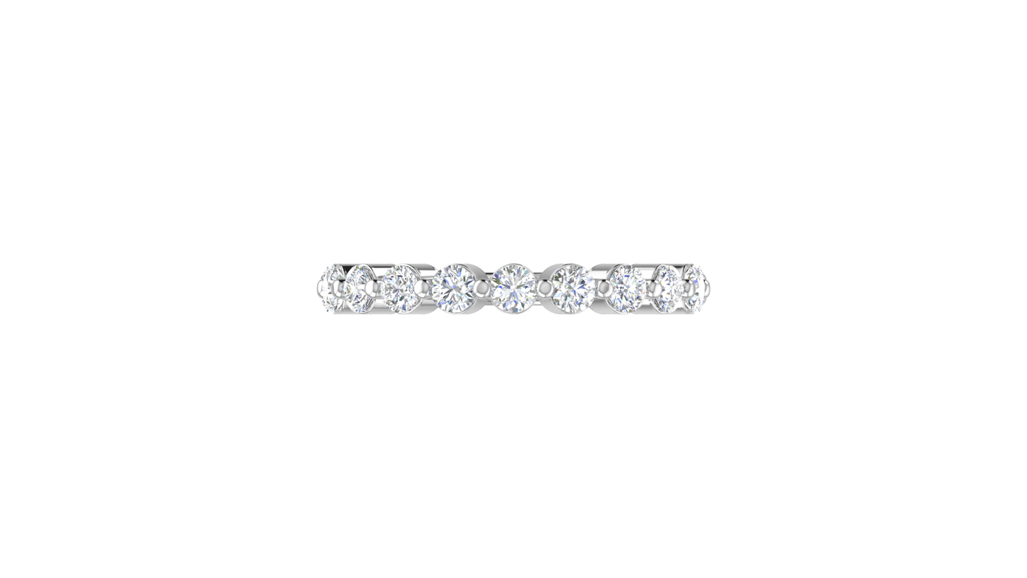 0.60 Ctw Bezel-Set Wedding Band Set In 14K White Gold