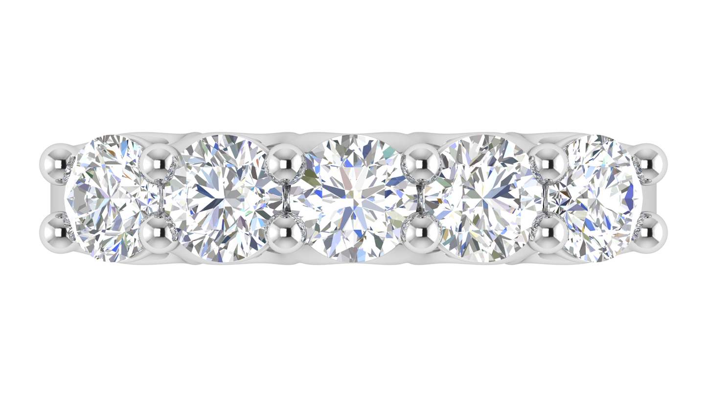 2.00 Ctw Five-Stone Wedding Band With U-Shape Prong Setting In 14K White Gold