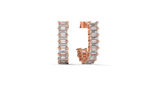 2.20 CTW Emerald-Cut Diamond Hoop Earrings in 14K Rose Gold