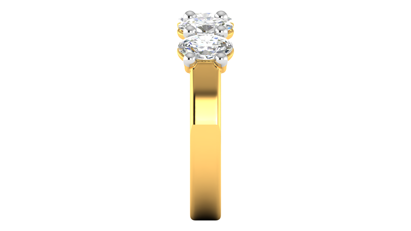 2.00 Ctw Luxurious Oval Cut Five-Stone Wedding Band With U-Shape Prong Setting In 14K Yellow Gold