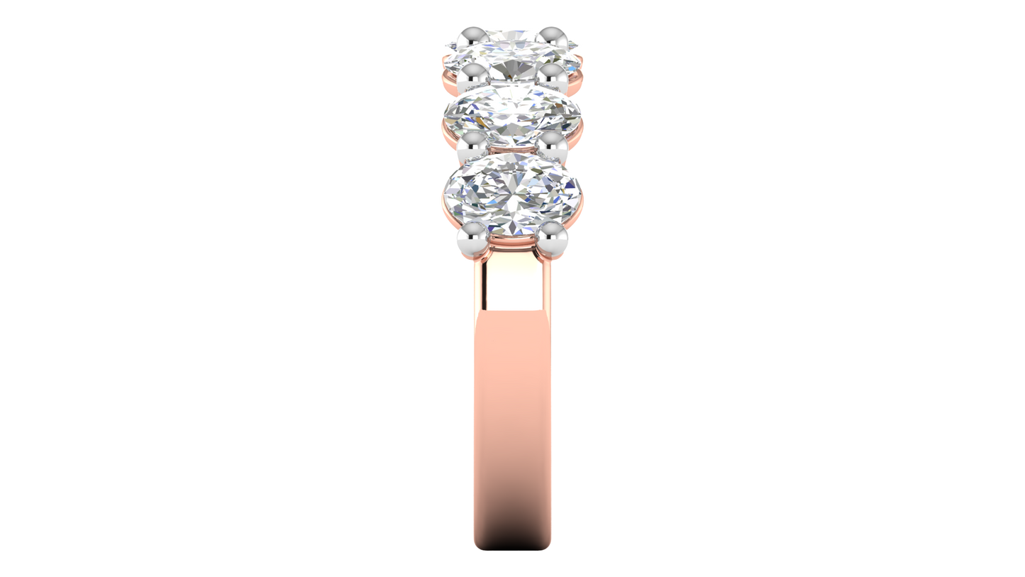 2.80 CTW Oval Cut Diamond 7 - Stone Wedding Band in 14K Rose Gold - U - Shape Prong Setting
