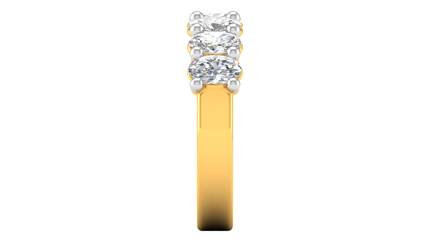 2.10 Ctw Luxurious Oval Cut Seven Stone Wedding Band With U-Shape Prong Setting In 14K Yellow Gold