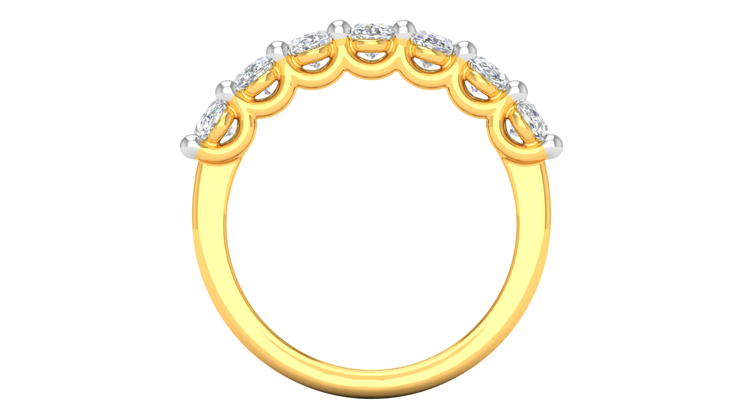 2.10 Ctw Luxurious Oval Cut Seven Stone Wedding Band With U-Shape Prong Setting In 14K Yellow Gold