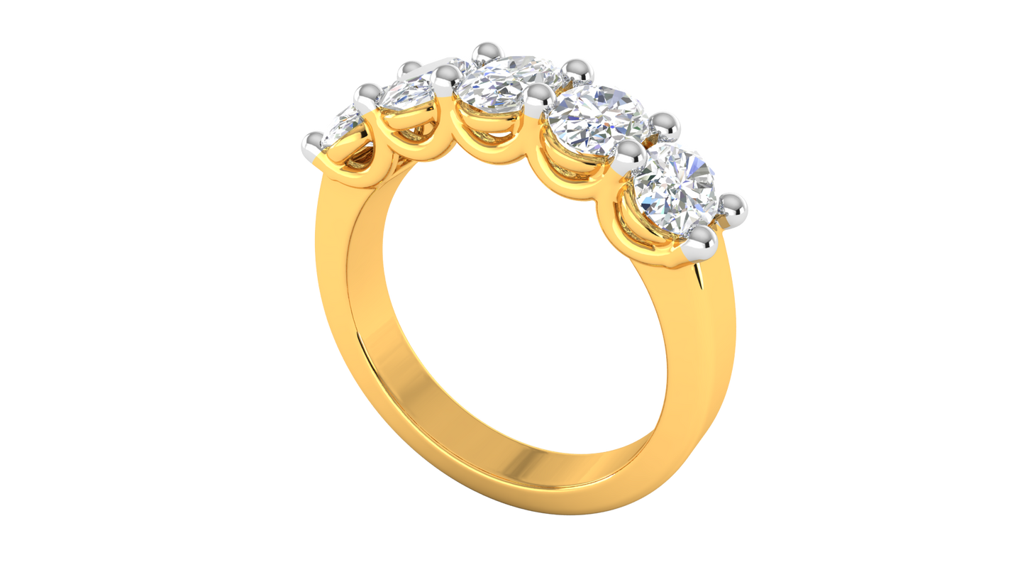2.00 Ctw Luxurious Oval Cut Five-Stone Wedding Band With U-Shape Prong Setting In 14K Yellow Gold