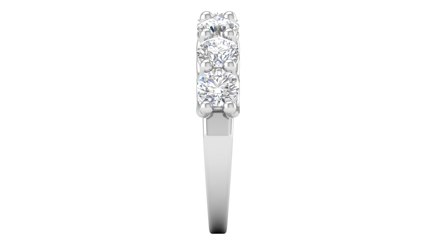 2.80 CTW Round Diamond 7 - Stone Wedding Band in 14K White Gold - U - Shape Prong Setting