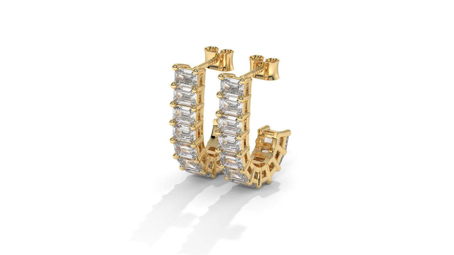 2.20 CTW Emerald-Cut Diamond Hoop Earrings in 14K Yellow Gold