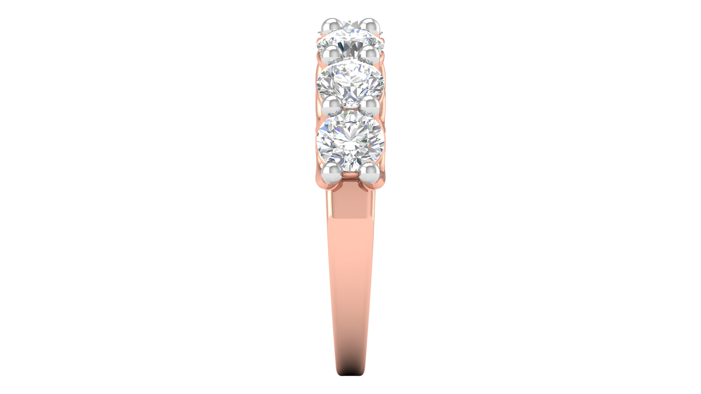 2.80 CTW Round Diamond 7 - Stone Wedding Band in 14K Rose Gold - U - Shape Prong Setting