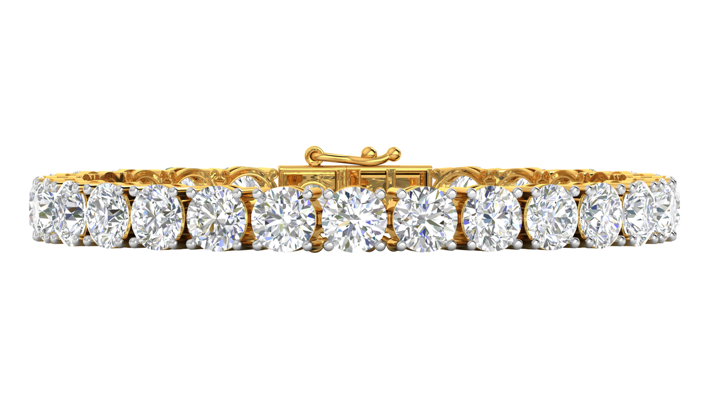 27.00 Ctw Round Brilliant Diamond Tennis Bracelet In 14K Yellow Gold