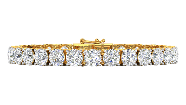 27.00 Ctw Round Brilliant Diamond Tennis Bracelet In 14K Yellow Gold