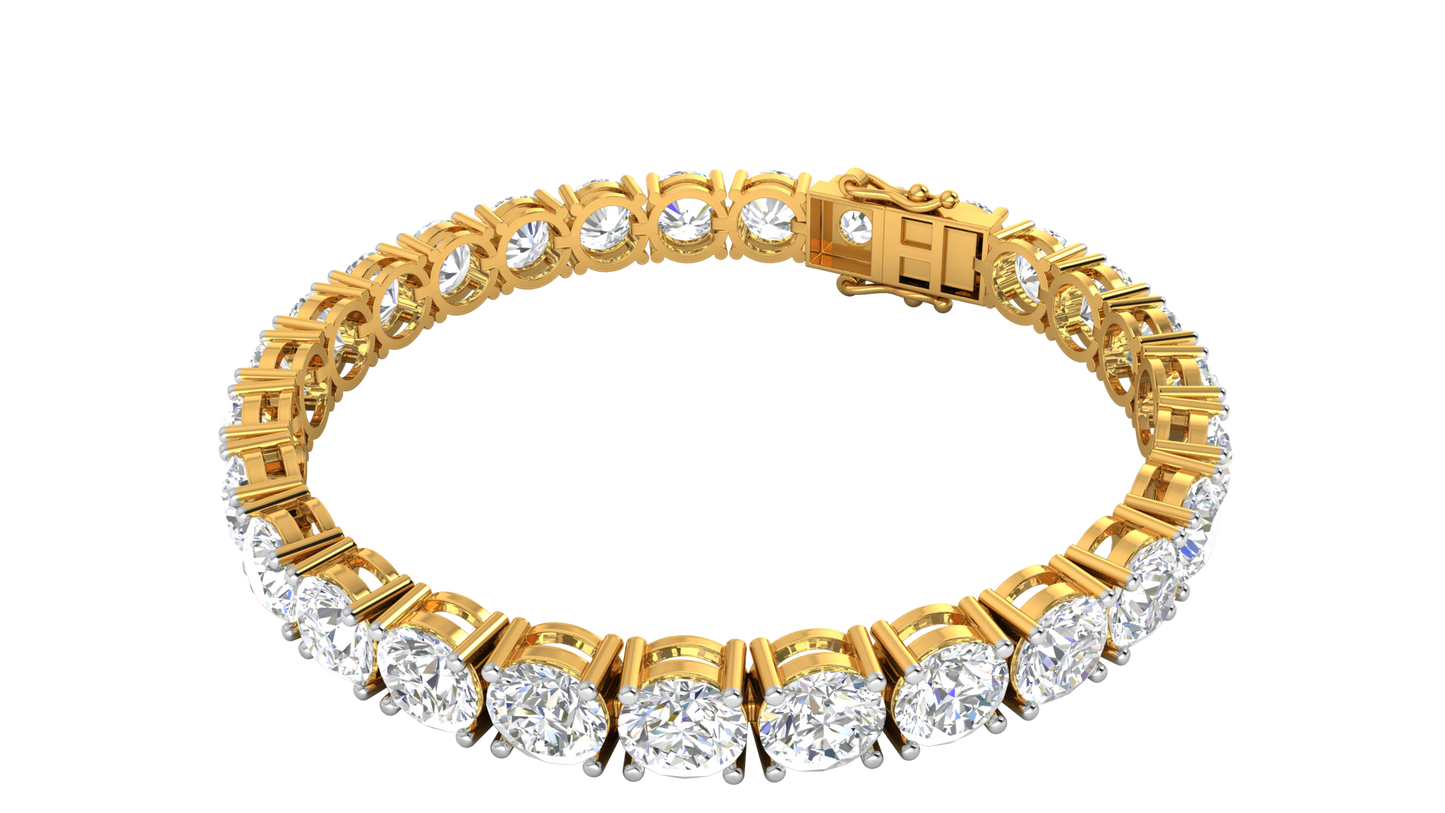 27.00 Ctw Round Brilliant Diamond Tennis Bracelet In 14K Yellow Gold