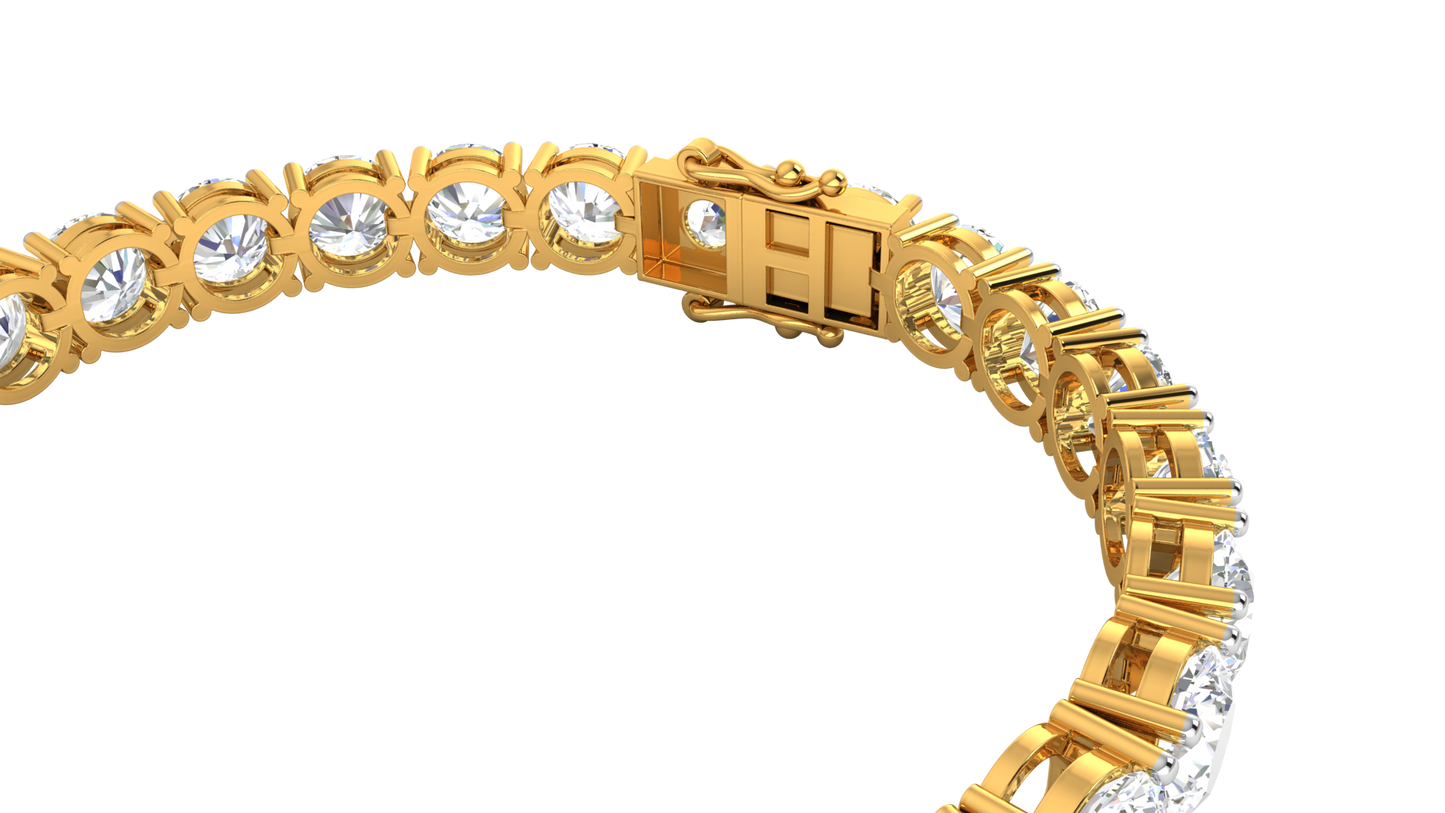 27.00 Ctw Round Brilliant Diamond Tennis Bracelet In 14K Yellow Gold