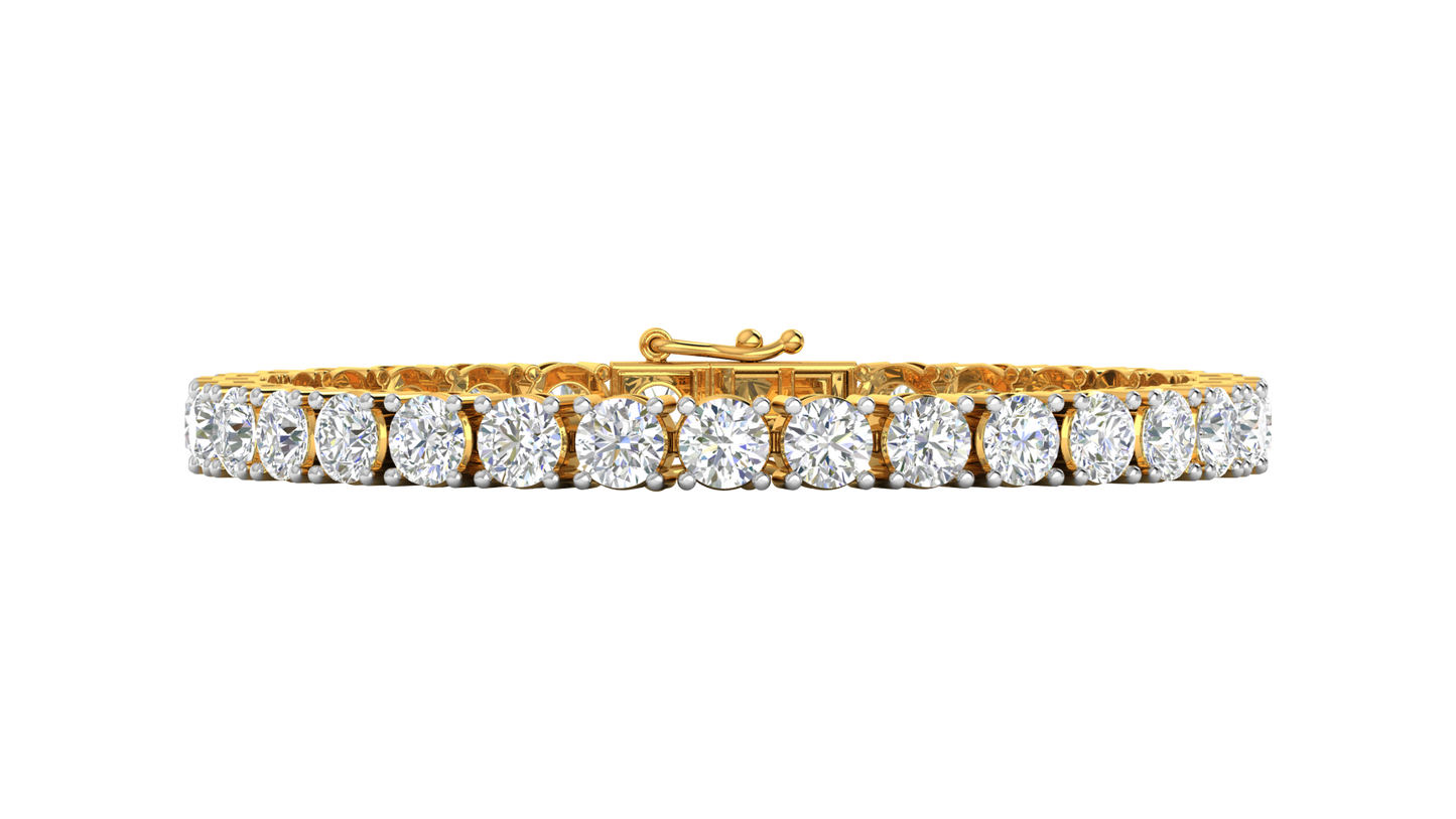 15.50 Ctw Round Brilliant Diamond Tennis Bracelet In 14K Yellow Gold