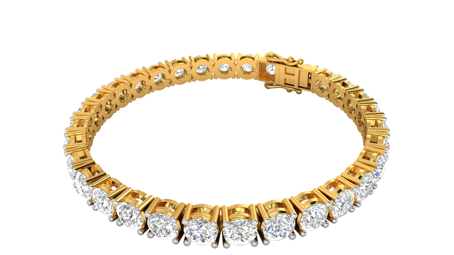 15.50 Ctw Round Brilliant Diamond Tennis Bracelet In 14K Yellow Gold