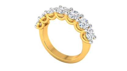 2.80 CTW Oval Cut Diamond 7 - Stone Wedding Band in 14K Yellow Gold - U - Shape Prong Setting