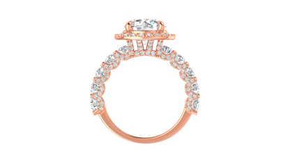 3.00 Ctw Round Brilliant Diamond Halo Engagement Ring In 14K Rose Gold