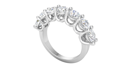 2.80 CTW Round Diamond 7 - Stone Wedding Band in 14K White Gold - U - Shape Prong Setting