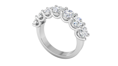2.80 CTW Oval Cut Diamond 7-Stone Wedding Band in 14K White Gold - U - Shape Prong Setting