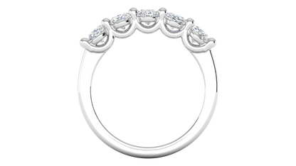 2.00 Ctw Luxurious Oval Cut Five-Stone Wedding Band With U-Shape Prong Setting In 14K White Gold