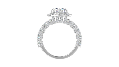 3.00 Ctw Round Brilliant Diamond Halo Engagement Ring In 14K White Gold