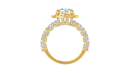 3.00 Ctw Round Brilliant Diamond Halo Engagement Ring In 14K Yellow Gold