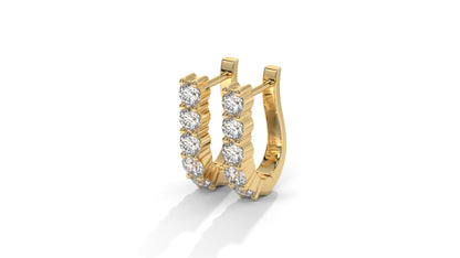 0.74 CTW Round Diamond Hoop Earrings In 14K Yellow Gold – Shared-Prong Setting