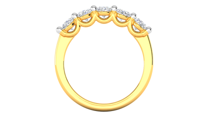 2.00 Ctw Luxurious Oval Cut Five-Stone Wedding Band With U-Shape Prong Setting In 14K Yellow Gold