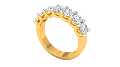 2.10 Ctw Luxurious Oval Cut Seven Stone Wedding Band With U-Shape Prong Setting In 14K Yellow Gold