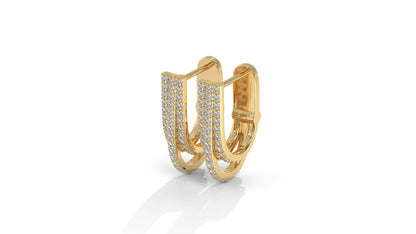 0.41 CTW Round Diamond Triple-Row Hoop Earrings in 14K Yellow Gold – Pavé Setting