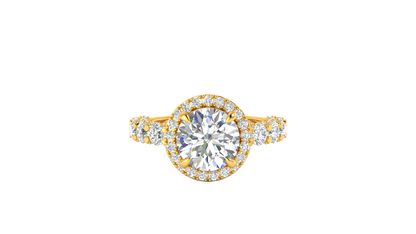 3.00 Ctw Round Brilliant Diamond Halo Engagement Ring In 14K Yellow Gold