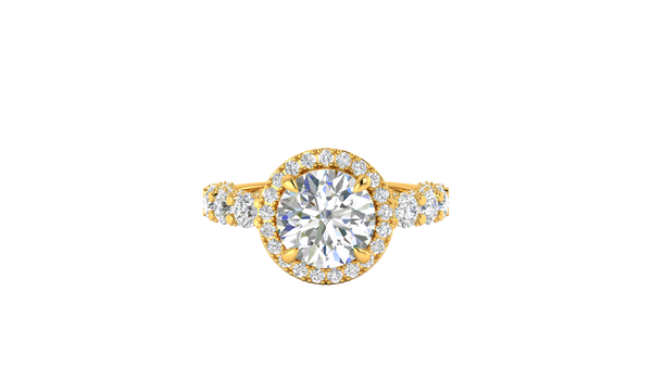 3.00 Ctw Round Brilliant Diamond Halo Engagement Ring In 14K Yellow Gold
