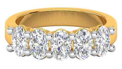 2.00 Ctw Luxurious Oval Cut Five-Stone Wedding Band With U-Shape Prong Setting In 14K Yellow Gold