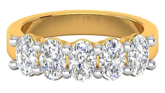 2.00 Ctw Luxurious Oval Cut Five-Stone Wedding Band With U-Shape Prong Setting In 14K Yellow Gold