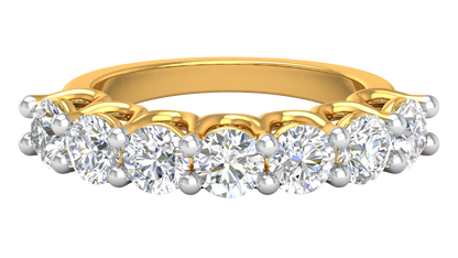 2.80 CTW Round Diamond 7 - Stone Wedding Band in 14K Yellow Gold - U - Shape Prong Setting