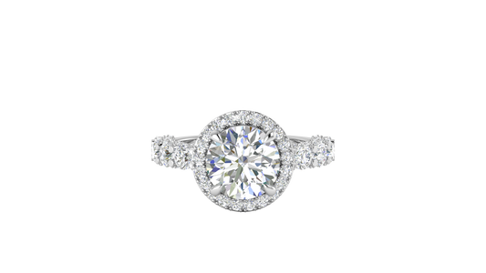 3.00 Ctw Round Brilliant Diamond Halo Engagement Ring In 14K White Gold