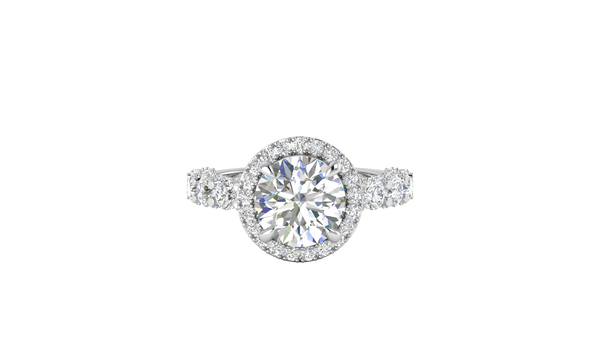 3.00 Ctw Round Brilliant Diamond Halo Engagement Ring In 14K White Gold