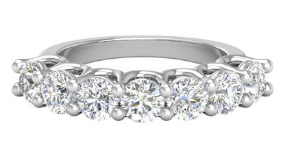 2.80 CTW Round Diamond 7 - Stone Wedding Band in 14K White Gold - U - Shape Prong Setting