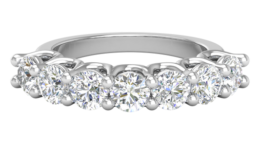 2.80 CTW Round Diamond 7 - Stone Wedding Band in 14K White Gold - U - Shape Prong Setting
