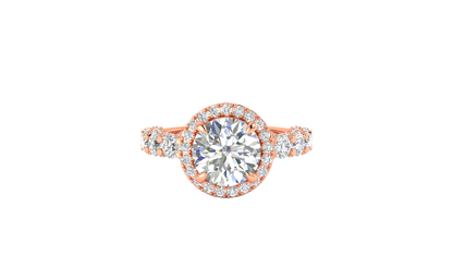 3.00 Ctw Round Brilliant Diamond Halo Engagement Ring In 14K Rose Gold