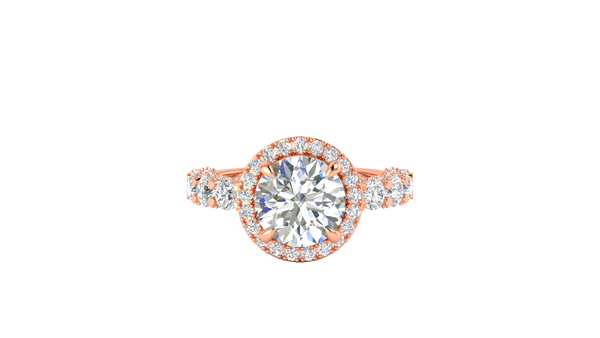 3.00 Ctw Round Brilliant Diamond Halo Engagement Ring In 14K Rose Gold