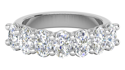 2.80 CTW Oval Cut Diamond 7-Stone Wedding Band in 14K White Gold - U - Shape Prong Setting