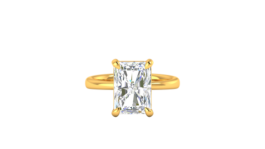 5.00 Ctw Radiant Cut Solitaire Engagement Ring Set In 14K Yellow Gold