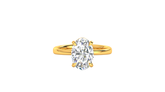 3.00 Ctw Oval Cut Solitaire Engagement Ring Set In 14K Yellow Gold