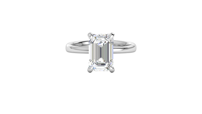 4.00 Ctw Emerald Cut Solitaire Engagement Ring Set In 14K White Gold