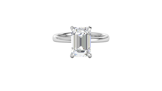 4.00 Ctw Emerald Cut Solitaire Engagement Ring Set In 14K White Gold