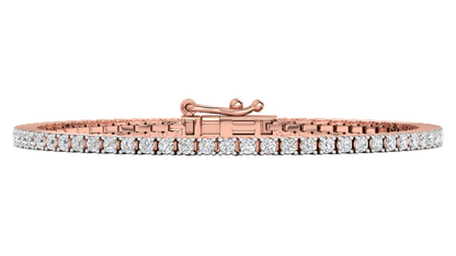 2.26 Ctw Round Brilliant Diamond Tennis Bracelet In 14K Rose Gold