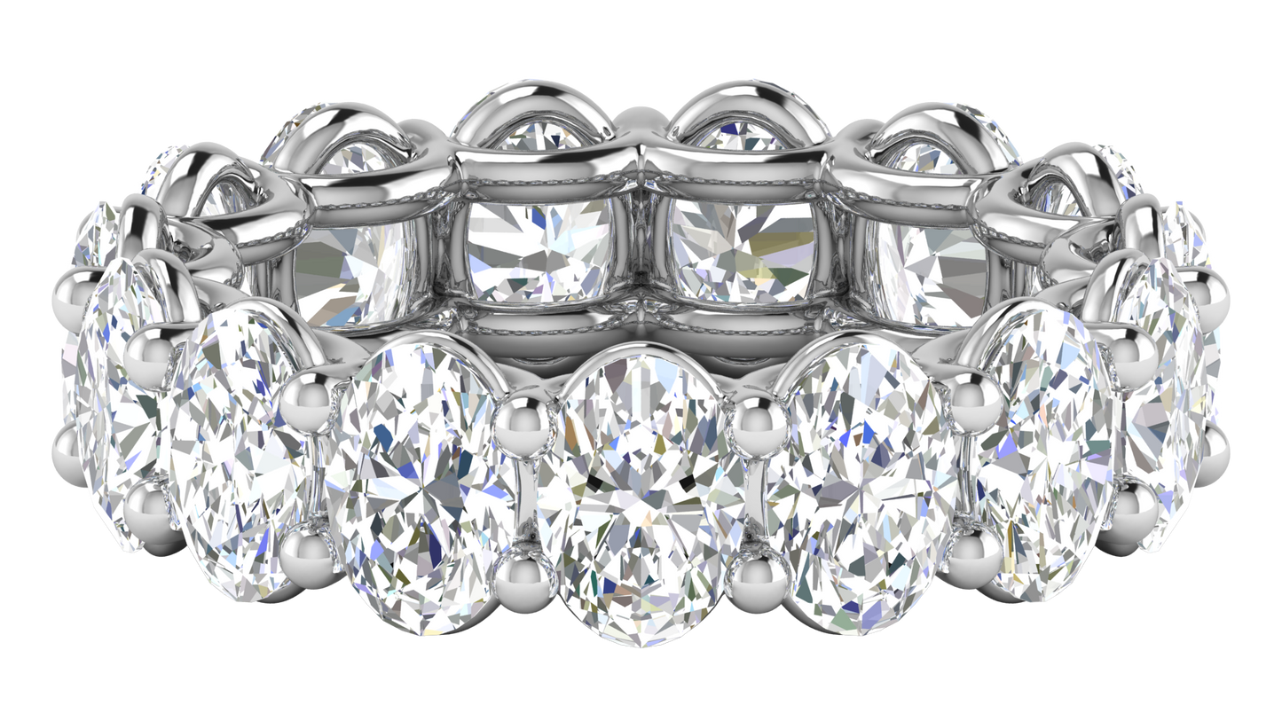 7.50 Ctw Oval Cut Diamond Eternity Band Set In 14K White Gold