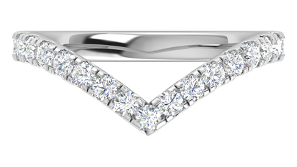 0.63 Ctw Elegant Diamond Chevron Ring Set In 14K White Gold