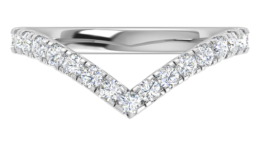 0.63 Ctw Elegant Diamond Chevron Ring Set In 14K White Gold